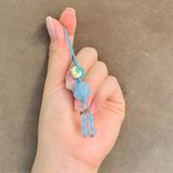  Dây treo ốp điện thoại bện handmade charm cát tường cỏ 4 lá đá Aquamarine may mắn bình an 