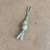  Dây treo ốp điện thoại bện handmade charm cát tường cỏ 4 lá đá Aquamarine may mắn bình an 