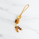  Dây treo ốp điện thoại bện handmade charm cát tường cỏ 4 lá Mắt Hổ Nâu Vàng may mắn bình an 
