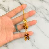  Dây treo ốp điện thoại bện handmade charm cát tường cỏ 4 lá Mắt Hổ Nâu Vàng may mắn bình an 
