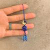  Dây treo ốp điện thoại bện handmade charm cát tường cỏ 4 lá đá Sodalite may mắn bình an 