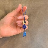  Dây treo ốp điện thoại bện handmade charm cát tường cỏ 4 lá đá Sodalite may mắn bình an 