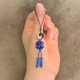  Dây treo ốp điện thoại bện handmade charm cát tường cỏ 4 lá đá Sodalite may mắn bình an 