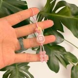  Dây treo ốp điện thoại bện biểu tượng cát tường mix đồng xu đá thạch anh hồng may mắn bình an 