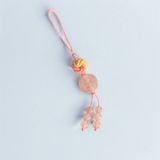  Dây treo ốp điện thoại bện biểu tượng cát tường mix đồng xu đá thạch anh hồng may mắn bình an 