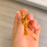  Vòng tay cỏ 4 lá đá mắt hổ nâu vàng hợp mệnh kim thổ bện chỉ handmade may mắn bình an 