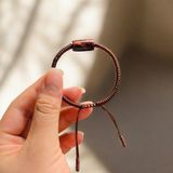  Vòng tay lu thống mắt hổ nâu đỏ trơn tài lộc bện handmade dây chỉ nâu may mắn hợp mệnh thổ 