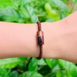  Vòng tay lu thống mắt hổ nâu đỏ trơn tài lộc bện handmade dây chỉ nâu may mắn hợp mệnh thổ 