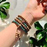  Vòng tay hạt trầm hương 6 li mix hoa sen trầm banh lào hạt lam ngọc hợp mệnh may mắn 