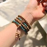  Vòng tay hạt trầm hương 6 li mix hoa sen trầm banh lào hạt lam ngọc hợp mệnh may mắn 