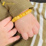  Vòng Tay Cho Bé Hạt Đá Hổ Phách Mật Lạp Mix Chỉ Ngũ Sắc NEPAL May Mắn Bình An 