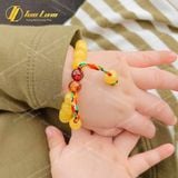  Vòng Tay Cho Bé Hạt Đá Hổ Phách Mật Lạp Mix Chỉ Ngũ Sắc NEPAL May Mắn Bình An 