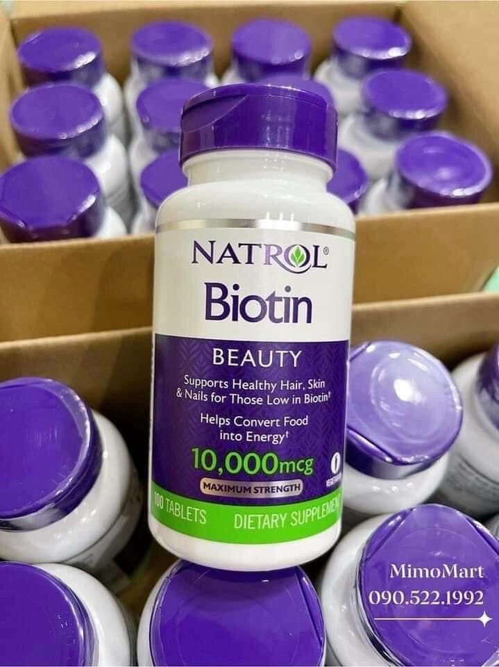  Viên uống Natrol Biotin 10000mcg chống rụng tóc 