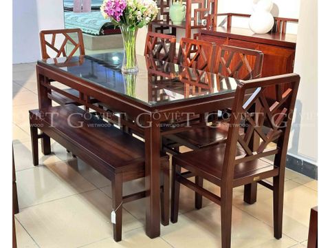 Bộ bàn ăn 160 Edano ghế bench