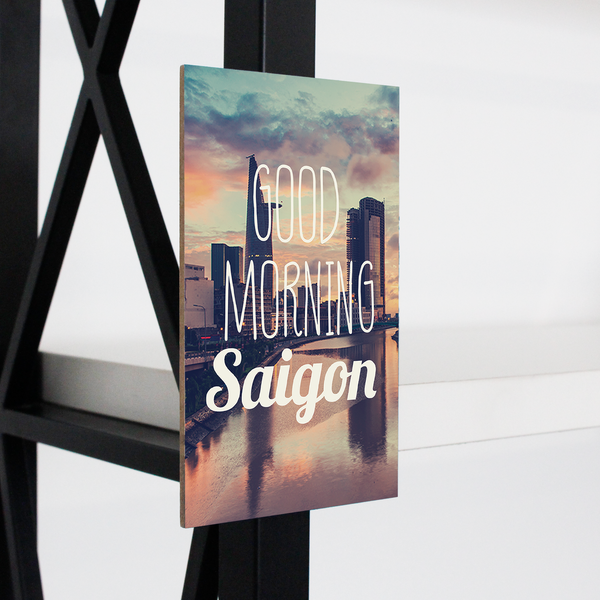 Bảng Gỗ Bưu Thiếp Nam Châm G'Morning Sài Gòn // Wooden Magnet Postcard G'morning Vietnam - The Craft House