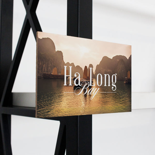 Bảng Gỗ Bưu Thiếp Nam Châm Vịnh Hạ Long // Wooden Magnet Postcard Ha Long Bay - The Craft House