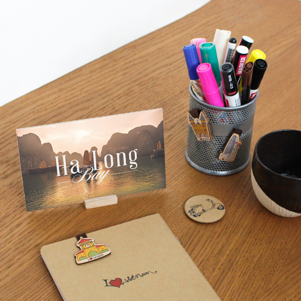 Bảng Gỗ Bưu Thiếp Nam Châm Vịnh Hạ Long // Wooden Magnet Postcard Ha Long Bay - The Craft House