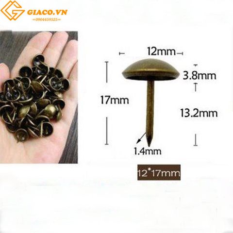 Đinh mũ màu đồng giả cổ 12*17mm