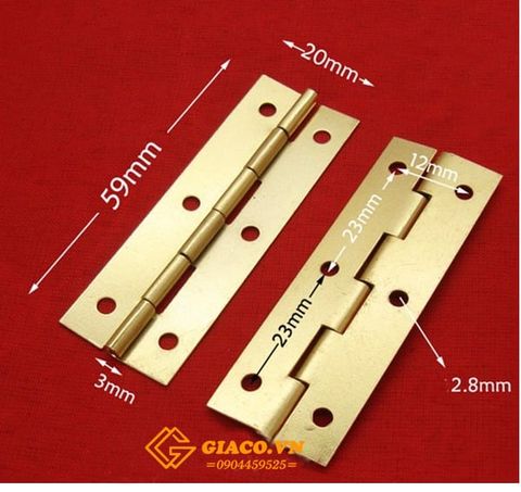 Bản lề chữ nhật 59x20mm mầu vàng - BLCN5920V