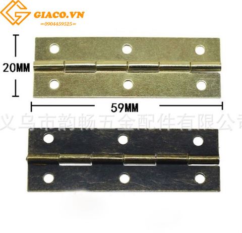 Bản lề giả cổ chữ nhật 59x20mm màu đồng sẫm