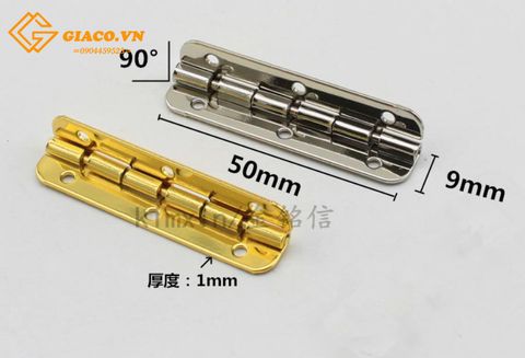 Bản lề chữ nhật bo góc tròn, mở 90 độ W046 - Mầu vàng