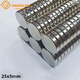 Nam châm trắng tròn 25x5mm không lỗ