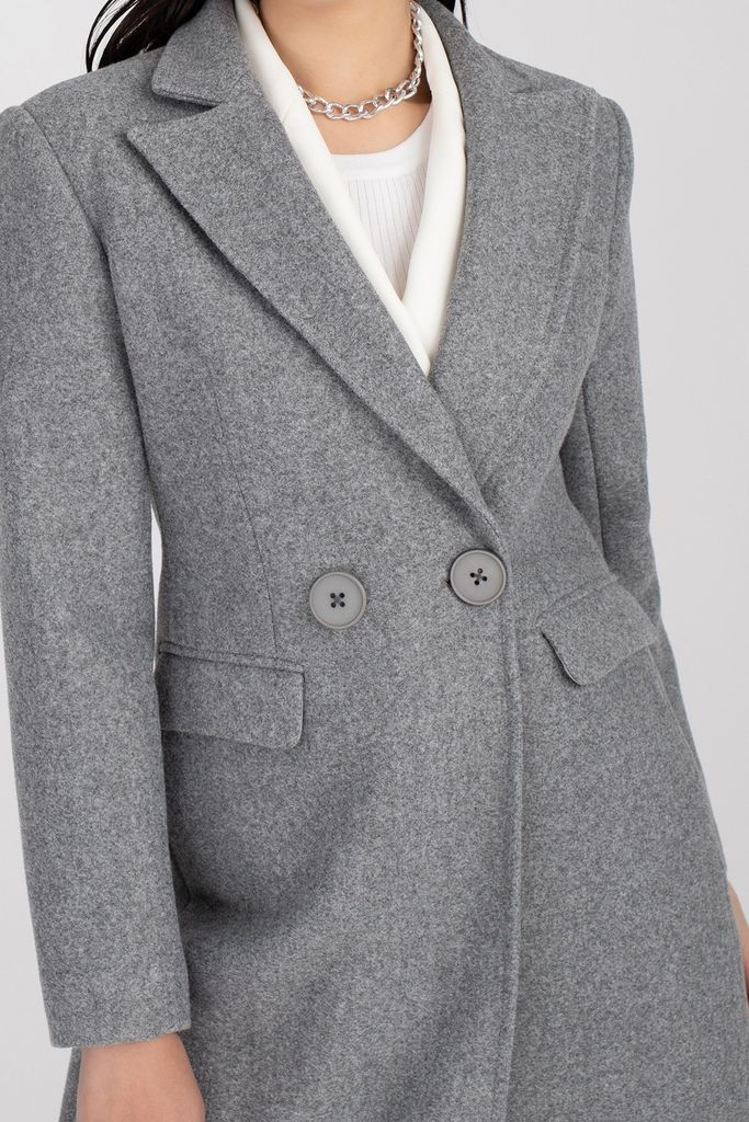 Áo măng-tô chất liệu dạ dáng suông cổ 2 ve cúc cài FAM9490 - PANTIO