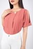 2FAS52159 - Áo kiểu công sở vải thô đũi tay cut - PANTIO