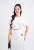 BAS33159 - Áo sơ mi kiểu dạo phố vải tuyp xy dáng lửng cổ tròn cạp bo chun thân áo phối dây trang trí - PANTIO