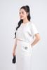 BAS33159 - Áo sơ mi kiểu dạo phố vải tuyp xy dáng lửng cổ tròn cạp bo chun thân áo phối dây trang trí - PANTIO