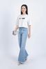 FAT3356 - Áo thun vải Cotton dáng croptop tay lửng ngực áo in hoạ tiết trang trí - PANTIO
