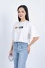 FAT3356 - Áo thun vải Cotton dáng croptop tay lửng ngực áo in hoạ tiết trang trí - PANTIO