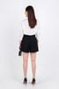 FAS53645 - Áo sơ mi công sở vải thô dáng croptop cổ đức dài tay cài khuy thân trước eo xoắn tạo kiểu - PANTIO