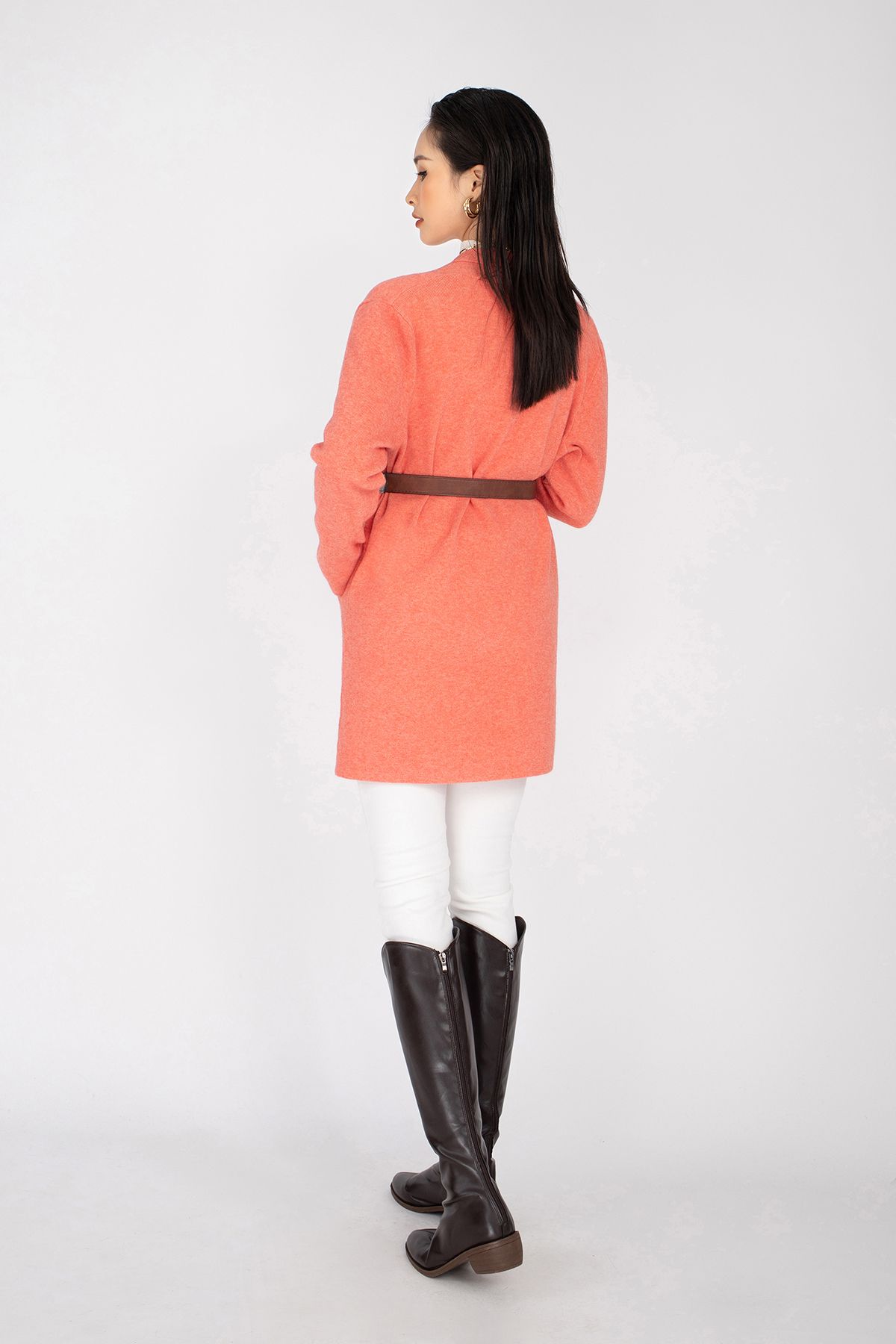 Áo khoác len Cardigan cổ vest dáng dài FOL221 - PANTIO