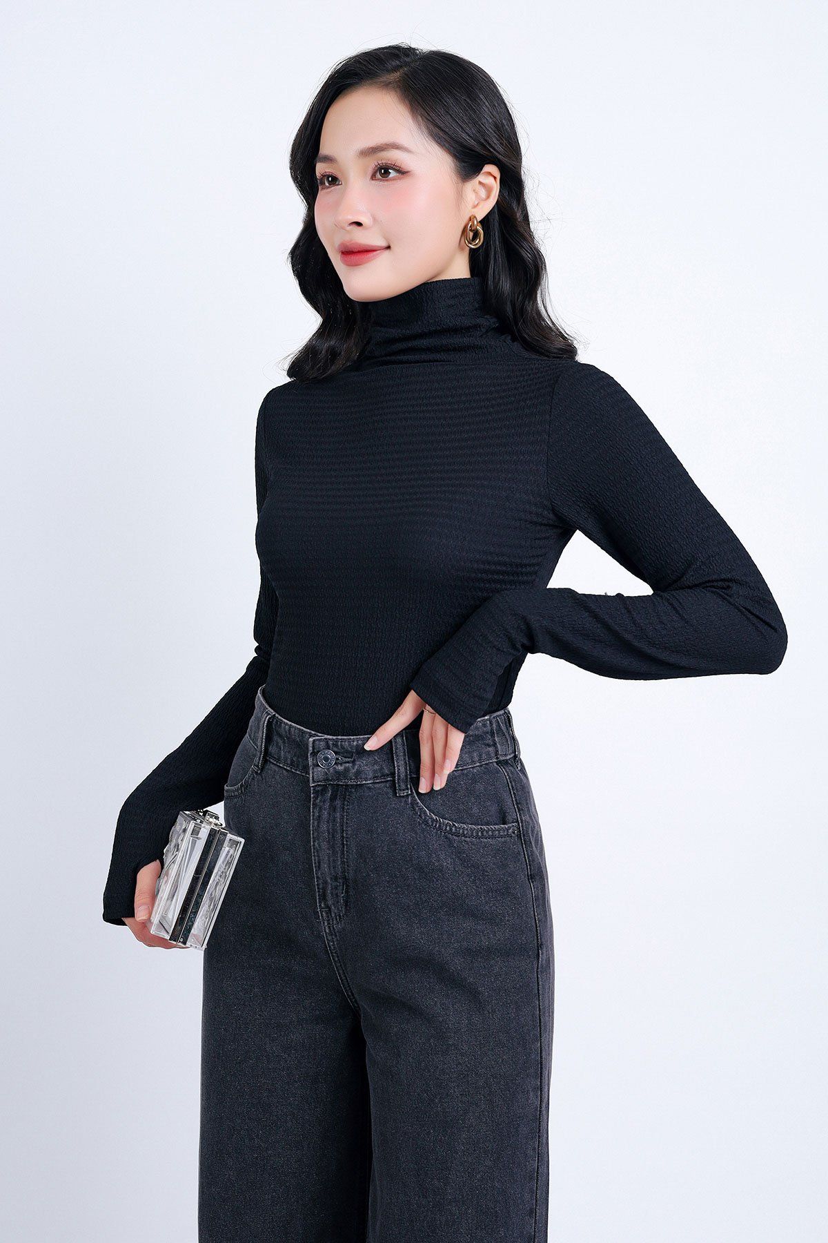 FAT7380 - Áo giữ nhiệt cao cấp vải thô chun dáng ôm cổ lọ dài tay - PANTIO