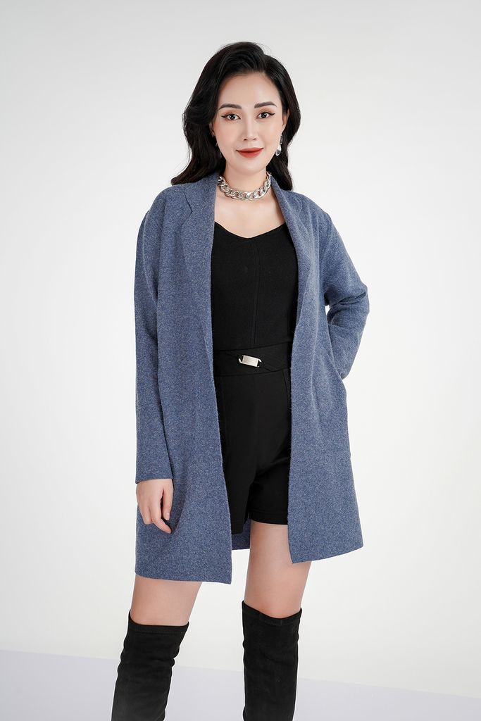 Áo khoác len Cardigan cổ vest dáng dài FOL221 - PANTIO