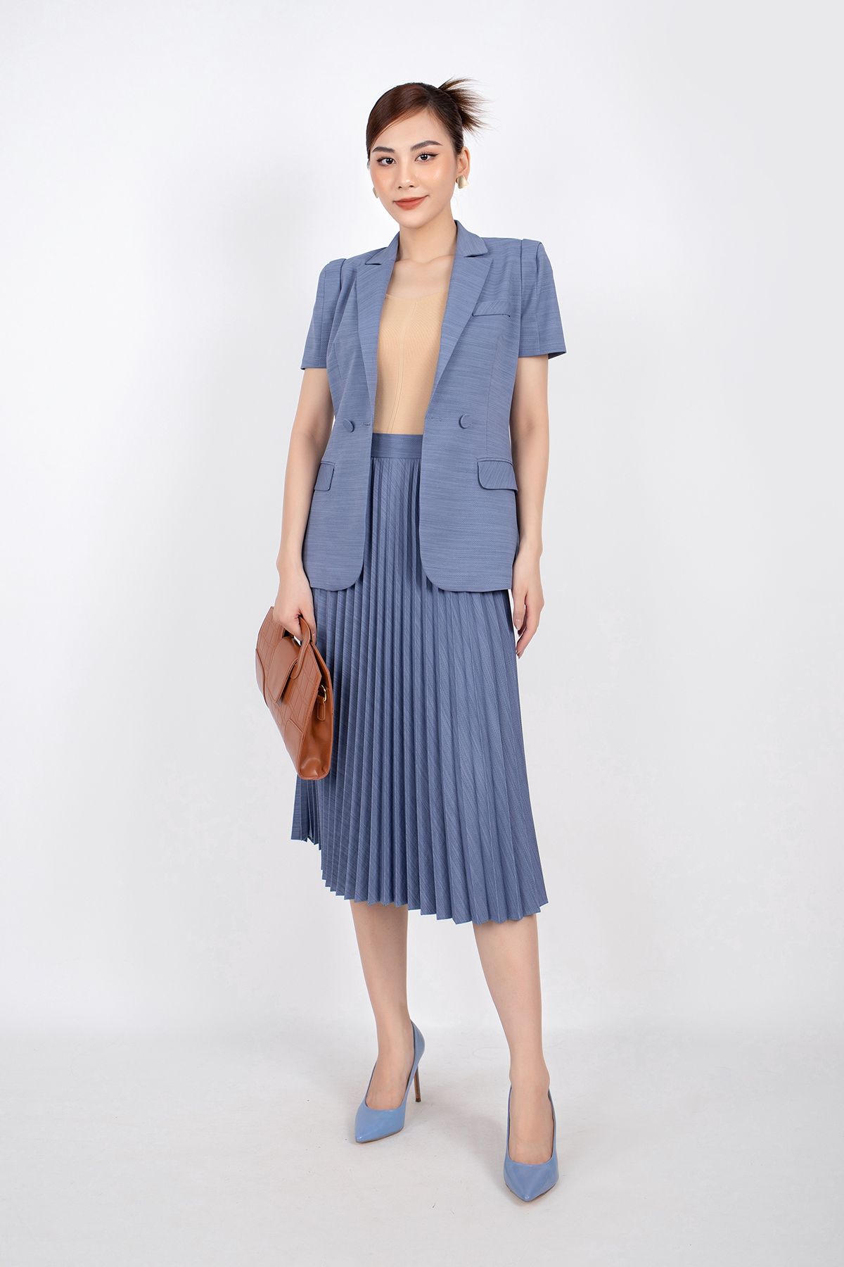 FOL207 - Áo len dạo phố vải dệt dáng ôm cổ rộng hai dây bản to - PANTIO