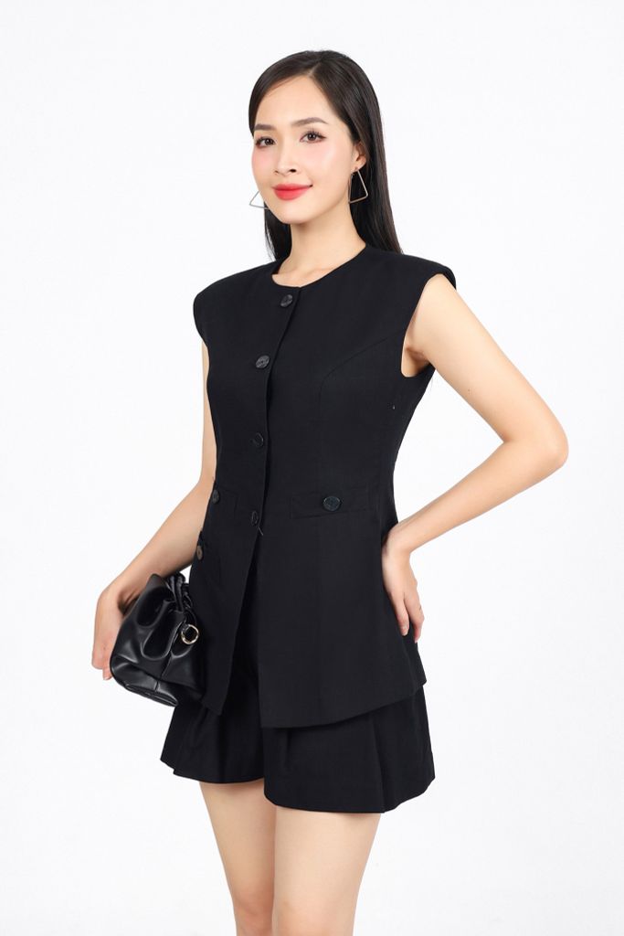 BQN13396 - Quần short vải linen dáng A ống quần phối ly xoè tạo kiểu - PANTIO