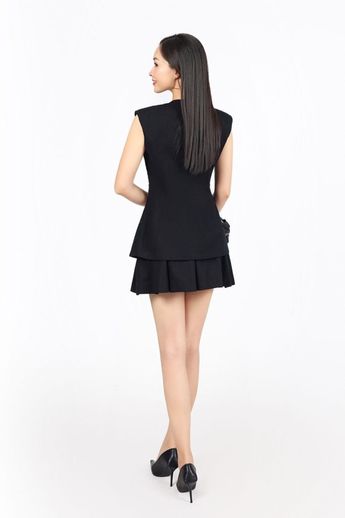 BQN13396 - Quần short vải linen dáng A ống quần phối ly xoè tạo kiểu - PANTIO