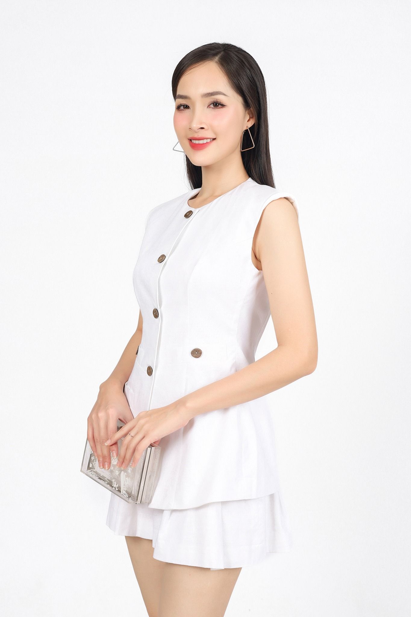 BQN13396 - Quần short vải linen dáng A ống quần phối ly xoè tạo kiểu - PANTIO