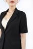 BAD32835 - Áo vest công sở vải thô đũi dáng suông cổ hai ve tay cộc thân có túi cài cúc - PANTIO