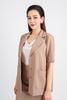 BAD33100 - Áo vest công sở ngắn tay vải thô dáng suông cổ hai ve thân áo phối khuy bọc có túi - PANTIO