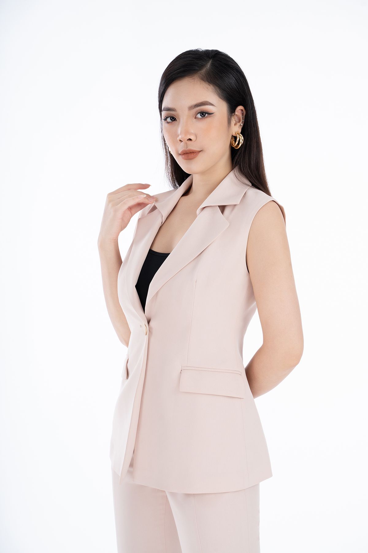 BAD52445 - Áo demi chất liệu thô dày cổ vest sát nách - PANTIO