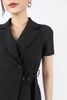 BAD52851 - Áo vest công sở vải tuytsi dáng suông cổ hai ve thân kèm đai phối tạo kiểu - PANTIO