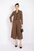 BAD92702 - Áo kiểu công sở vải dạ dáng croptop cổ bẻ viền dây ren cài cúc - PANTIO