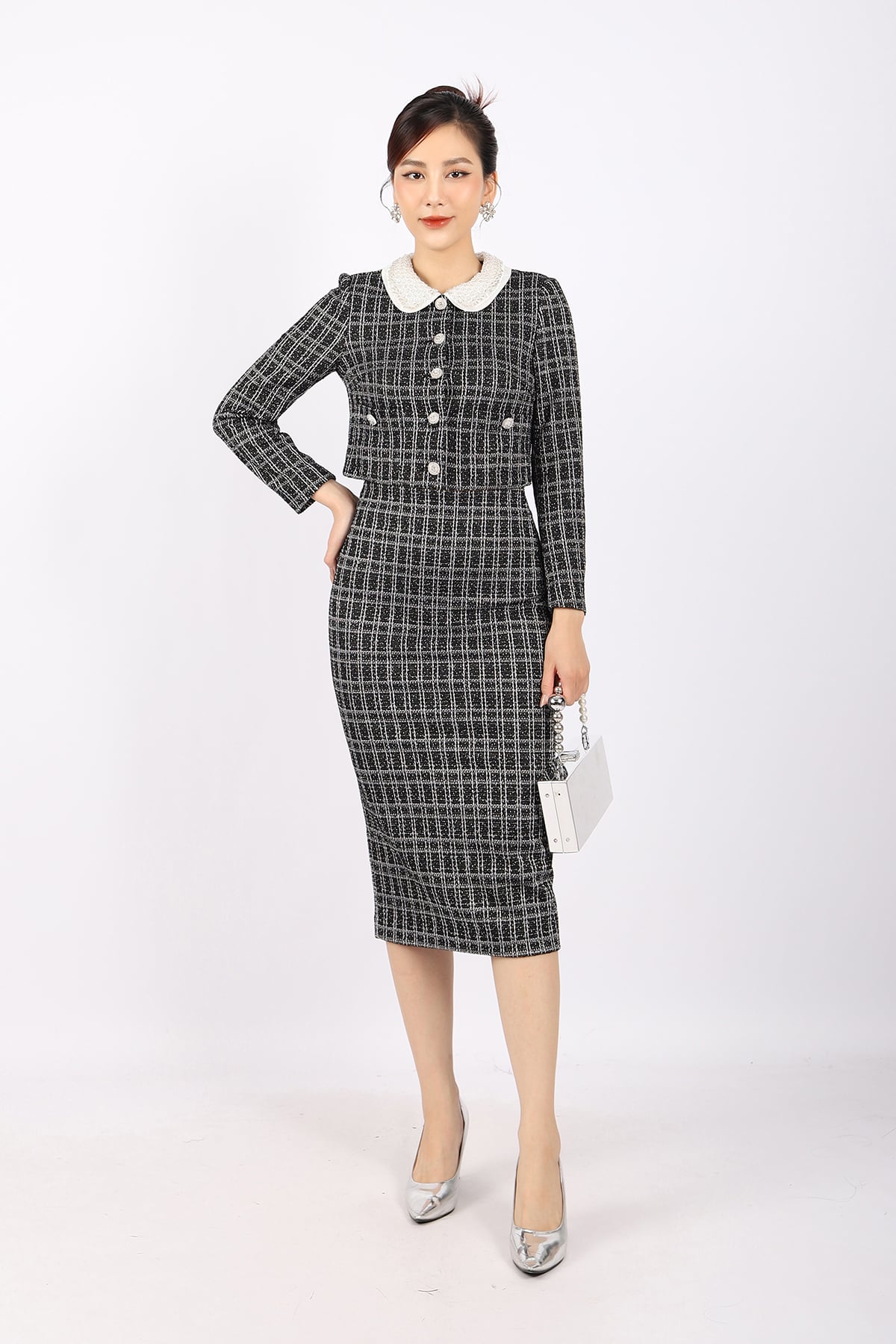 BJD92931 - Chân váy công sở vải len dáng bút chì cạp liền xẻ sau khóa thân sau - PANTIO