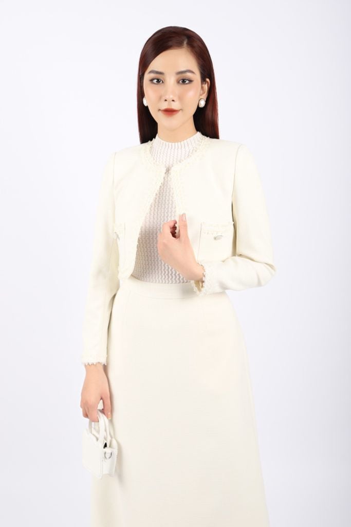BJD92947 - Chân váy công sở vải dạ dáng A có lót vải lụa gió khóa thân sau - PANTIO
