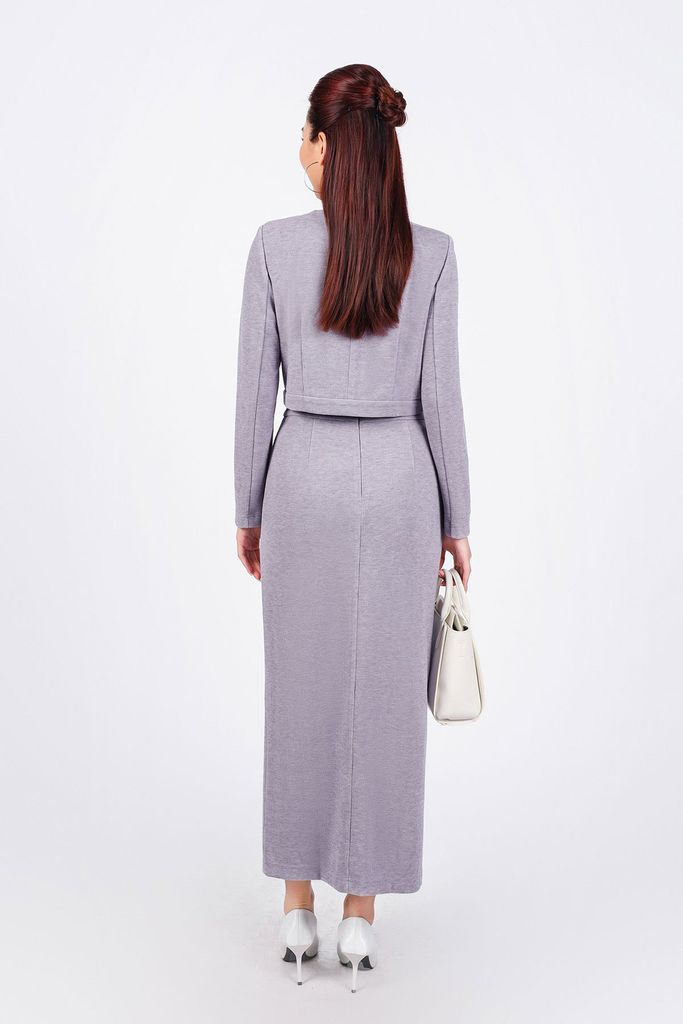 BJD93215 - Chân váy công sở vải nhung dáng suông dài xẻ tà trước khoá thân sau - PANTIO