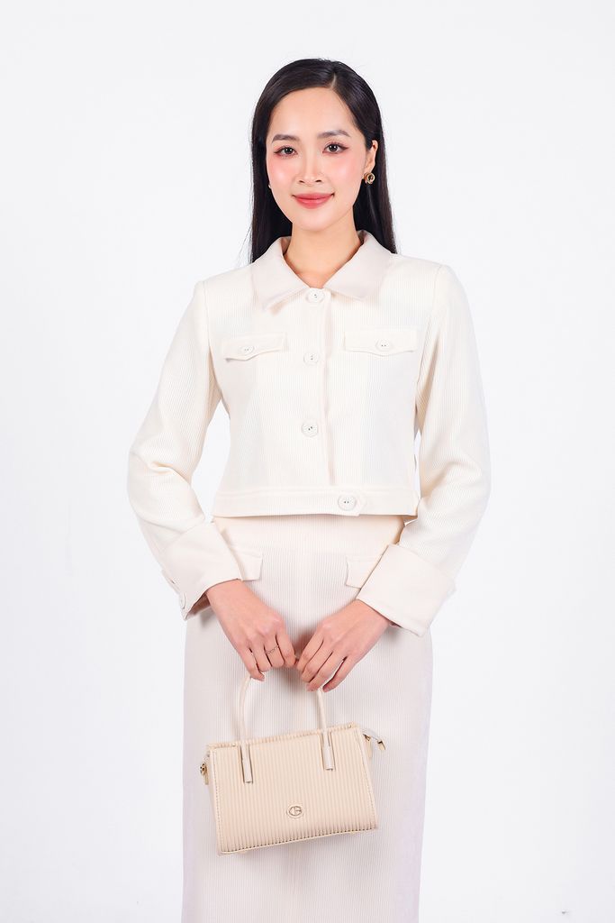 BJD93234 - Chân váy công sở vải nhung dáng suông dài thân váy đính nắp túi tạo kiểu khoá thân sau - PANTIO