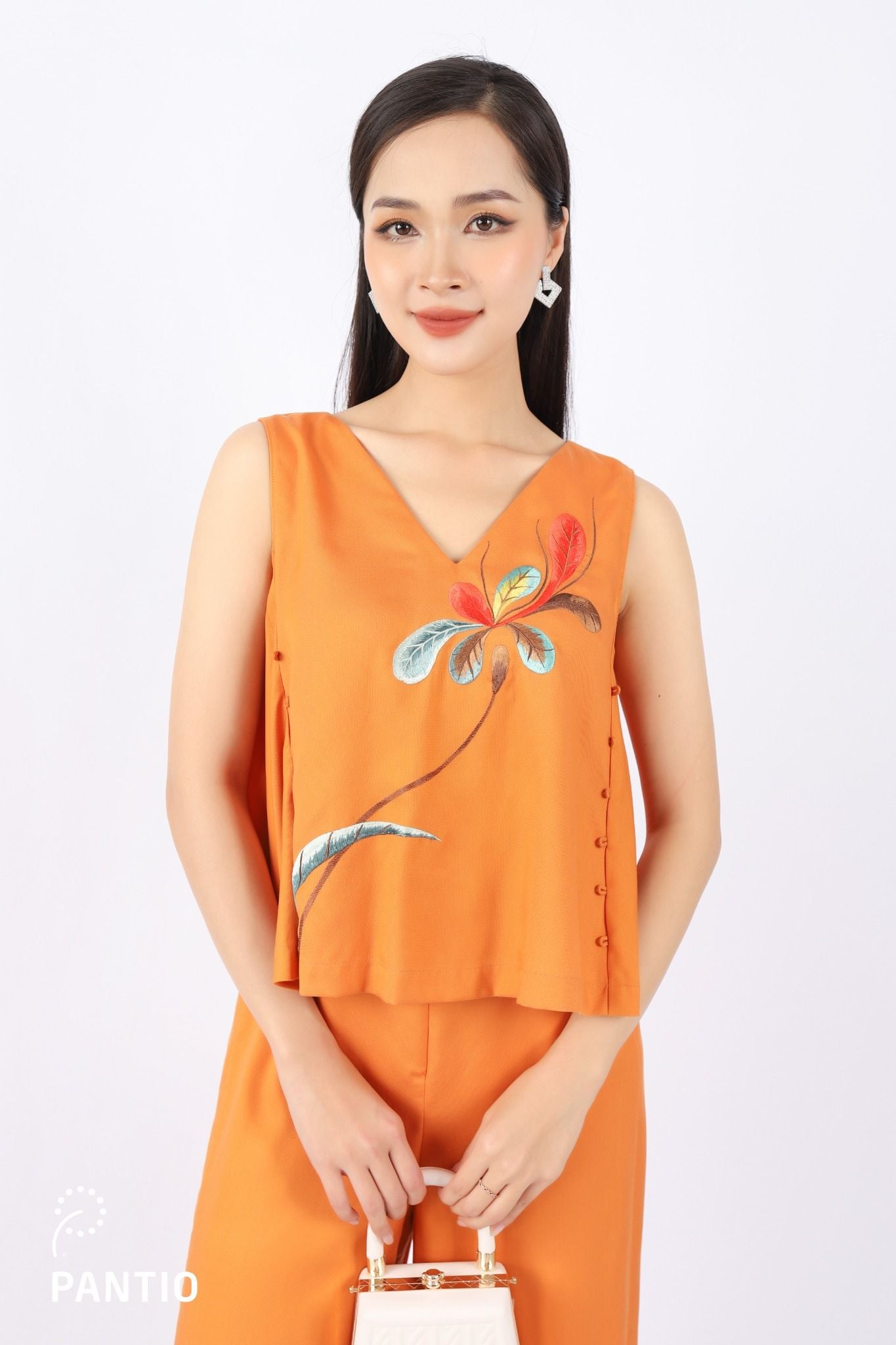 BQL32762 - Quần dạo phố vải thô đũi dáng suông ống rộng cạp chun - PANTIO